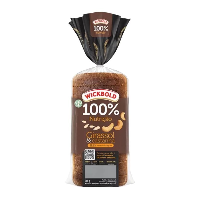 Pão de forma 100% Natural Girassol e Castanha Wickbold 350g